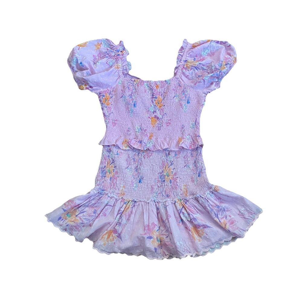 LoveShackFancy $445 Jarrah Mini Dress in Royal Pink Berry floral smocked sz Med - Picture 4 of 7